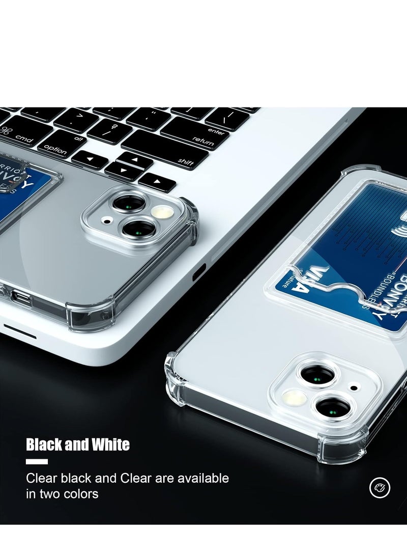 Wallet Phone Case Slim Fit Card Slot Transparent Case Protective Soft Shockproof Case with Card Holder For Iphone 13