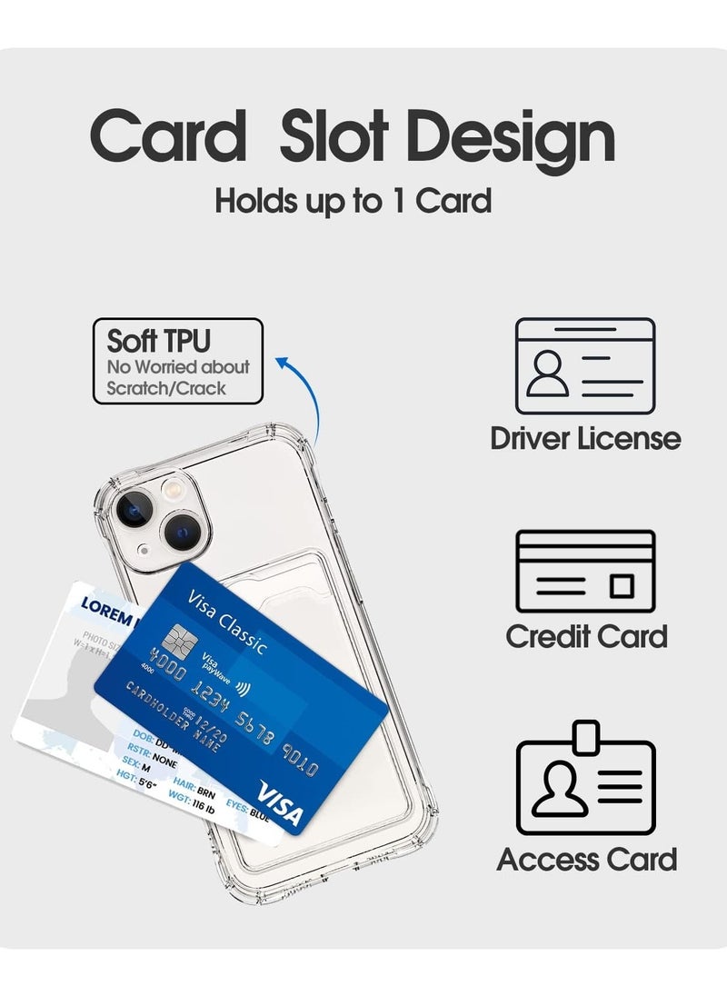 Wallet Phone Case Slim Fit Card Slot Transparent Case Protective Soft Shockproof Case with Card Holder For Iphone 13