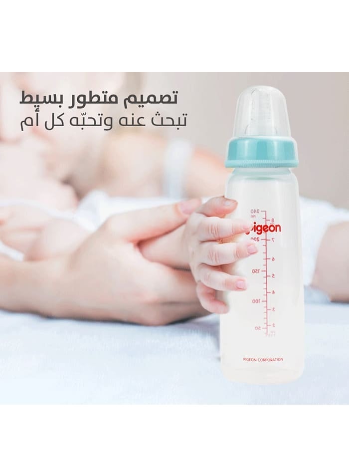 بيجون الرضاعة البلاستيكية (عنق ضيق) ذات الغطاء الشفاف، متعدد الألوان ، حلمة سيليكون مرنة ونظام تهوية لتقليل المغص والغازات، خالية من مادة BPA آمنة ومتينة، 240مل - Image 2