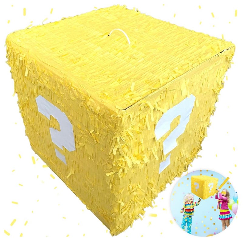 NINOSTAR Super Gamer 133 Pinata Storage Glowing Box Perfect for Birthdays Parties Gaming Piata Large Yellow White MR700