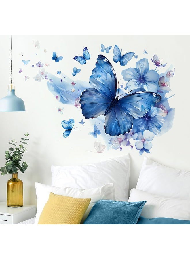 RAINBOW WSK Blue Butterfly Wall Decals Removable Butterfly Flower Wall Stickers Peel and Stick Butterflies Wall Decor Stickers for Kids Girls Bedroom Nursery Bathroom Decorations MK3155 - Image 5