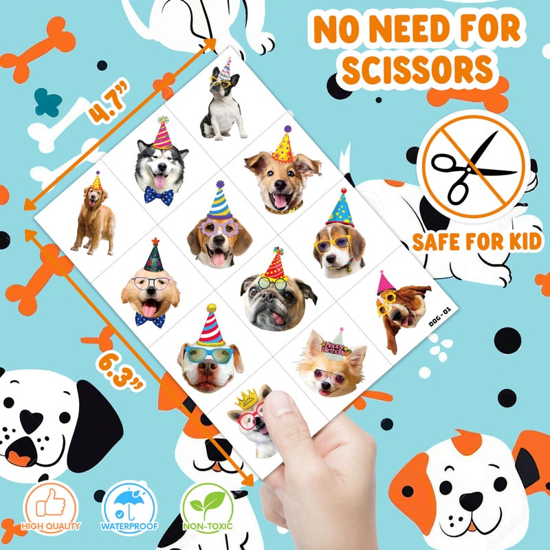 91TATTOOS 96 PCS Dog Pet Pre-Cut Temporary Tattoos for Kids | Super Cute First Themed Birthday Party Favors, Supplies, Decorations, Animal Fake Tattoo Stickers (Multiple) - Image 4