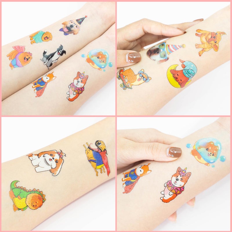 91TATTOOS 96 PCS Dog Pet Pre-Cut Temporary Tattoos for Kids | Super Cute First Themed Birthday Party Favors, Supplies, Decorations, Animal Fake Tattoo Stickers (Multiple) - Image 5