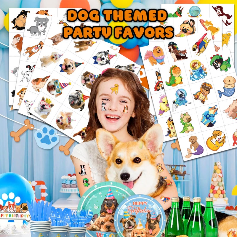 91TATTOOS 96 PCS Dog Pet Pre-Cut Temporary Tattoos for Kids | Super Cute First Themed Birthday Party Favors, Supplies, Decorations, Animal Fake Tattoo Stickers (Multiple) - Image 2