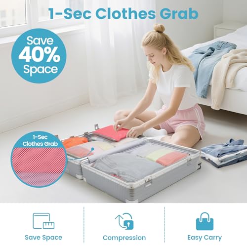 Cambond Compression Packing Cubes for Travel - 7 Set Multi-color See Through Mesh Compression Cubes for Travel Essentials with Large Laundry Bag, Luggage Packing Organizers Bags for Suitcases - Image 3