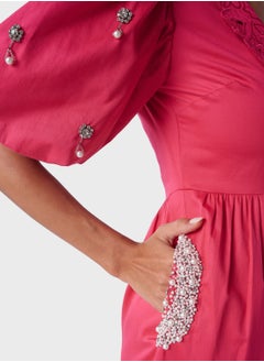 Threadz by Ajooni Embroidered Collar Embellished Dress  - Image 4