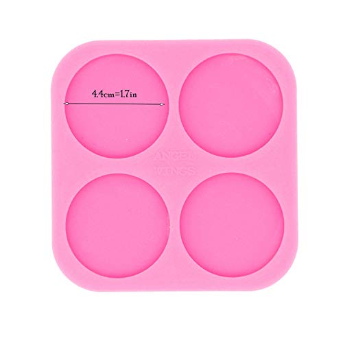 Angel Wings Super Glossy 1.7 inch Silicone Mold for DIY Round Phone Grip Resin Mold, 4-Cavity Circle Phone Socket Molds for Epoxy Resin, Jewelry Making Silicone Molds, DIY Badge Reel Molds Polymer Clay Mold - Image 2