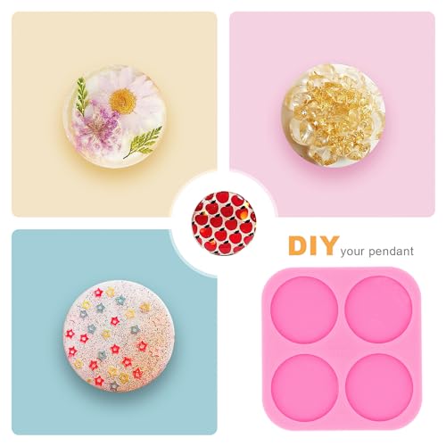 Angel Wings Super Glossy 1.7 inch Silicone Mold for DIY Round Phone Grip Resin Mold, 4-Cavity Circle Phone Socket Molds for Epoxy Resin, Jewelry Making Silicone Molds, DIY Badge Reel Molds Polymer Clay Mold - Image 5