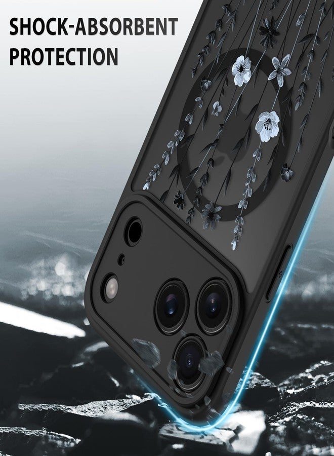 OOK Case for iPhone 17 Pro Max 6.9 Inch (Compatible with MagSafe) Blue Floral Flowers Translucent Phone Cover Soft TPU + Hard PC Anti-Scratch Shockproof Magnetic Case for Women - Image 4