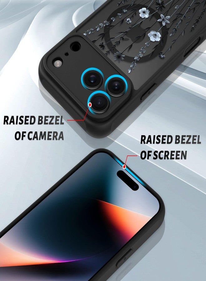 OOK Case for iPhone 17 Pro Max 6.9 Inch (Compatible with MagSafe) Blue Floral Flowers Translucent Phone Cover Soft TPU + Hard PC Anti-Scratch Shockproof Magnetic Case for Women - Image 3