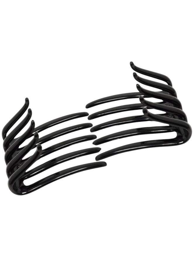 Parcelona French Crab Interlocking Medium Celluloid Glossy Black Hair Clip Side Comb 2 1/4 Inches - Image 1