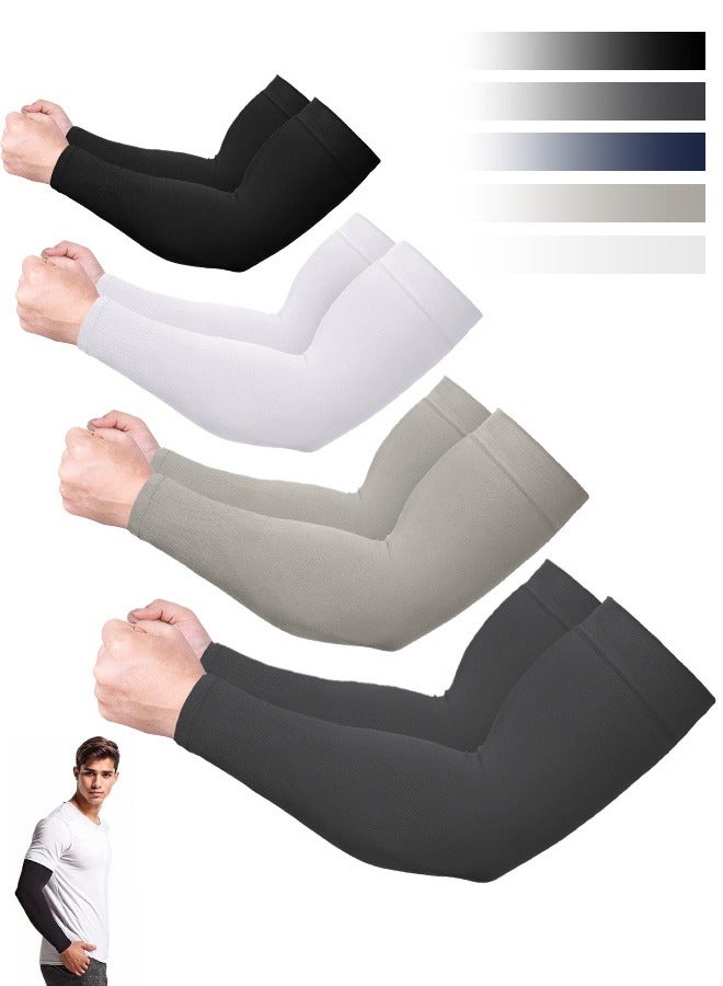 4-Pack Arm Sleeves for Women Men Youth|UPF 50 Arm Warmers UV Sun Protection Arm Cooling Sleeves, One Size Sun Protection Arm Sleeve Cover Tattoo