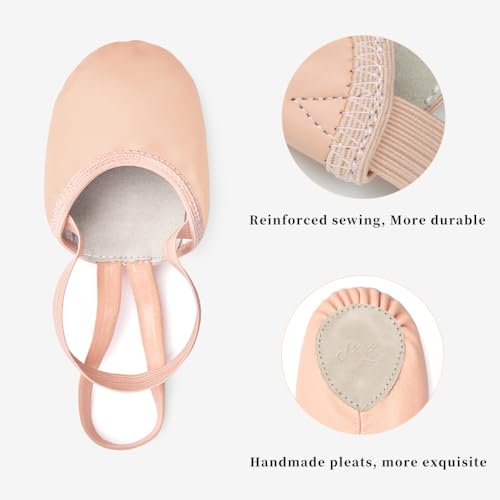 Stelle Leather Half Soles Dance Shoes Womens Lyrical Pirouette Turners Dance Shoes for Turning (Girls/Boys/Men/Adult) (Ballet Pink, 6/7) - Image 3