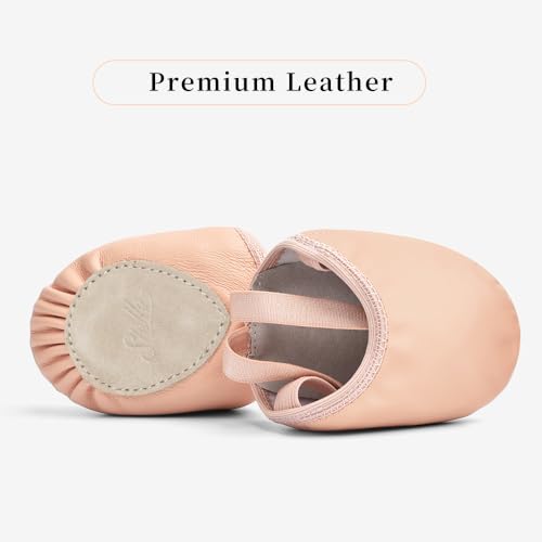 Stelle Leather Half Soles Dance Shoes Womens Lyrical Pirouette Turners Dance Shoes for Turning (Girls/Boys/Men/Adult) (Ballet Pink, 6/7) - Image 2