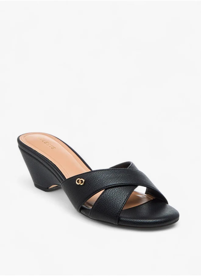 سيليست Women's Textured Cross Strap Sandals with Block Heels