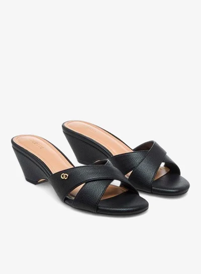 Celeste Women's Textured Cross Strap Sandals with Block Heels