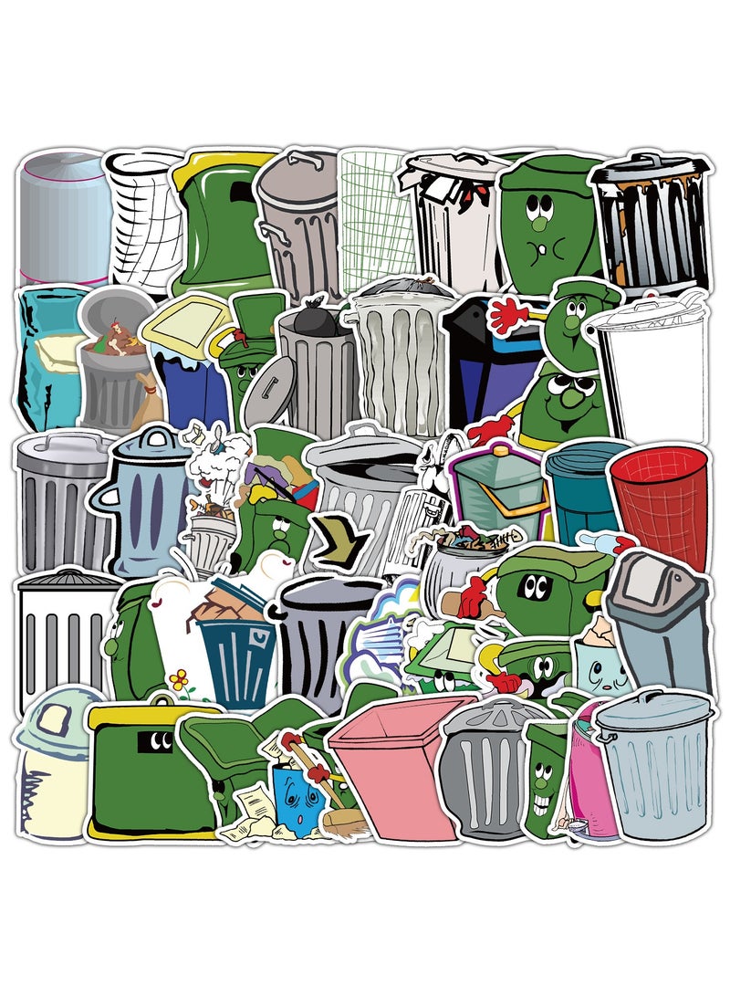 قوس قزح أورينبو 50 قطعة من ملصقات سلة المهملات الكرتونية المصنوعة من مادة البولي فينيل كلوريد المقاومة للماء، ملصقات عصرية لطيفة للمراهقين والأطفال والبالغين، مجموعة ملصقات ملونة لأجهزة الكمبيوتر المحمول والهاتف ولوح التزلج والأمتعة وزجاجة المياه - Image 1