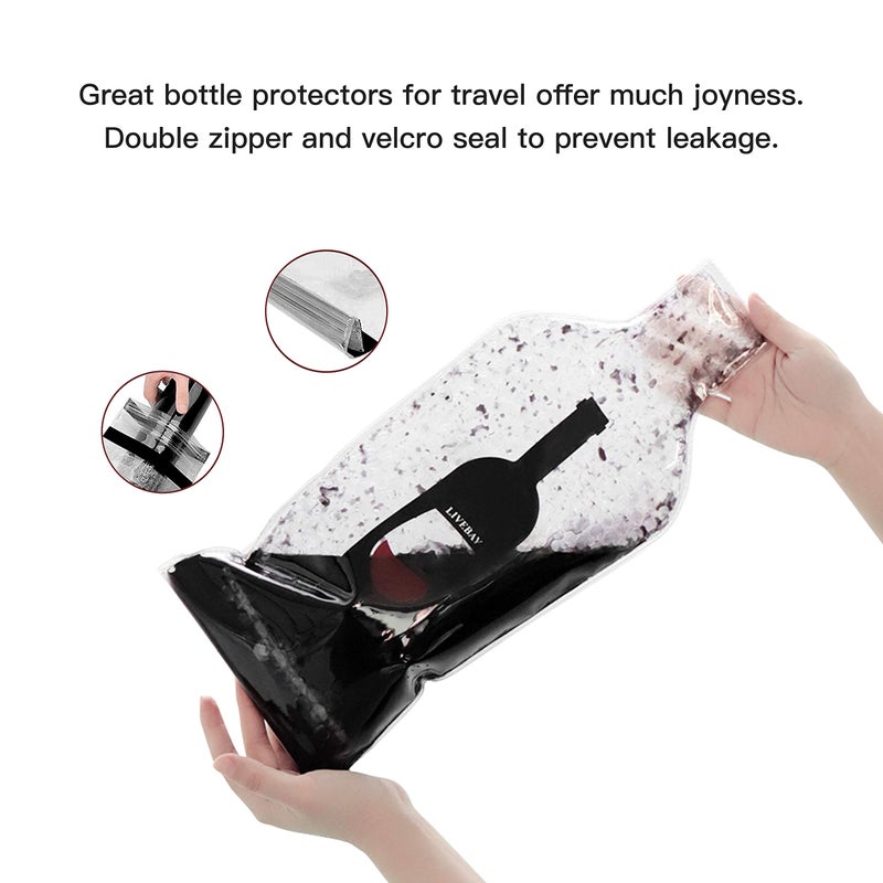 LIVEBAY 5 Pack Reusable Wine Bag for Travel Wine Bottle Protector Sleeve for Airplane Car Cruise Protection Luggage Leak-proof - Image 2