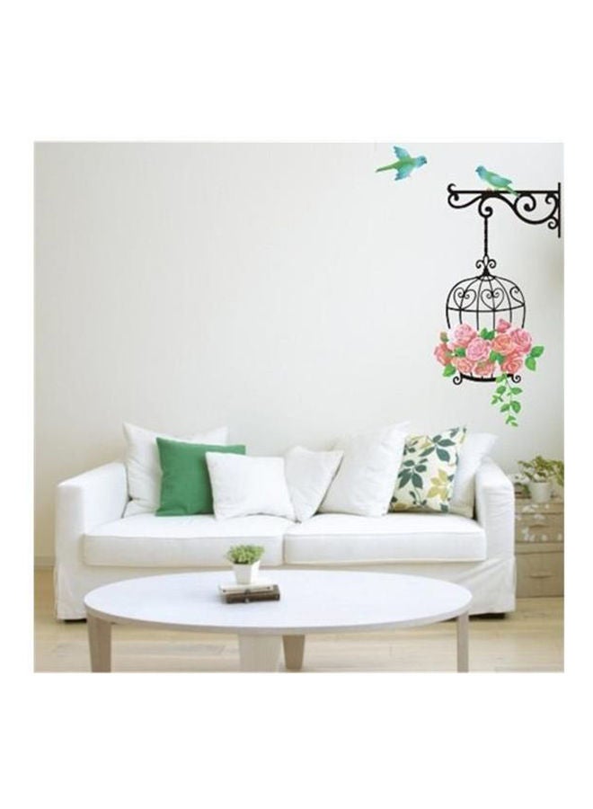 نيبمينينت ملصق حائط للمنزل من الفينيل بتصميم قفص العصافير وكرمة زهور WIDO070 متعدد الألوان 30x60سم
