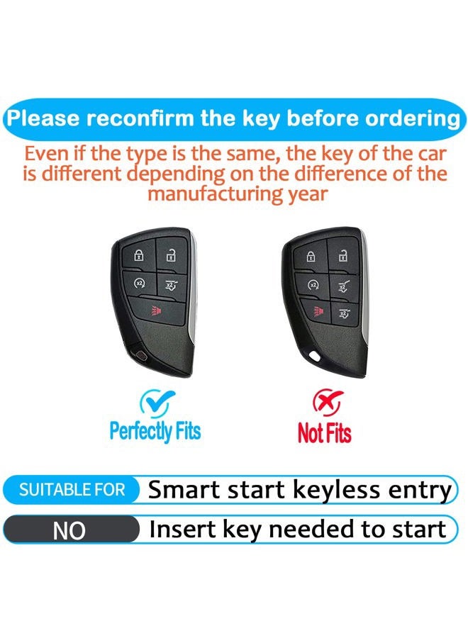 Sindeda for Chevy Key Fob Cover with Keychain Soft TPU Protection Case Compatible with 2021-2026 Chevrolet Equinox Blazer Tahoe Suburban GMC Yukon Denali Silverado 5-Buttons (Blue) - Image 2