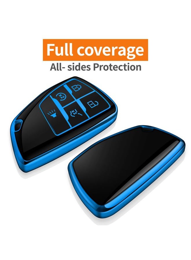 Sindeda for Chevy Key Fob Cover with Keychain Soft TPU Protection Case Compatible with 2021-2026 Chevrolet Equinox Blazer Tahoe Suburban GMC Yukon Denali Silverado 5-Buttons (Blue) - Image 3