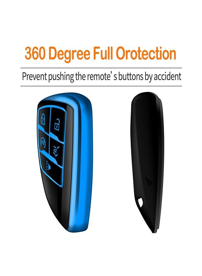 Sindeda for Chevy Key Fob Cover with Keychain Soft TPU Protection Case Compatible with 2021-2026 Chevrolet Equinox Blazer Tahoe Suburban GMC Yukon Denali Silverado 5-Buttons (Blue) - Image 4