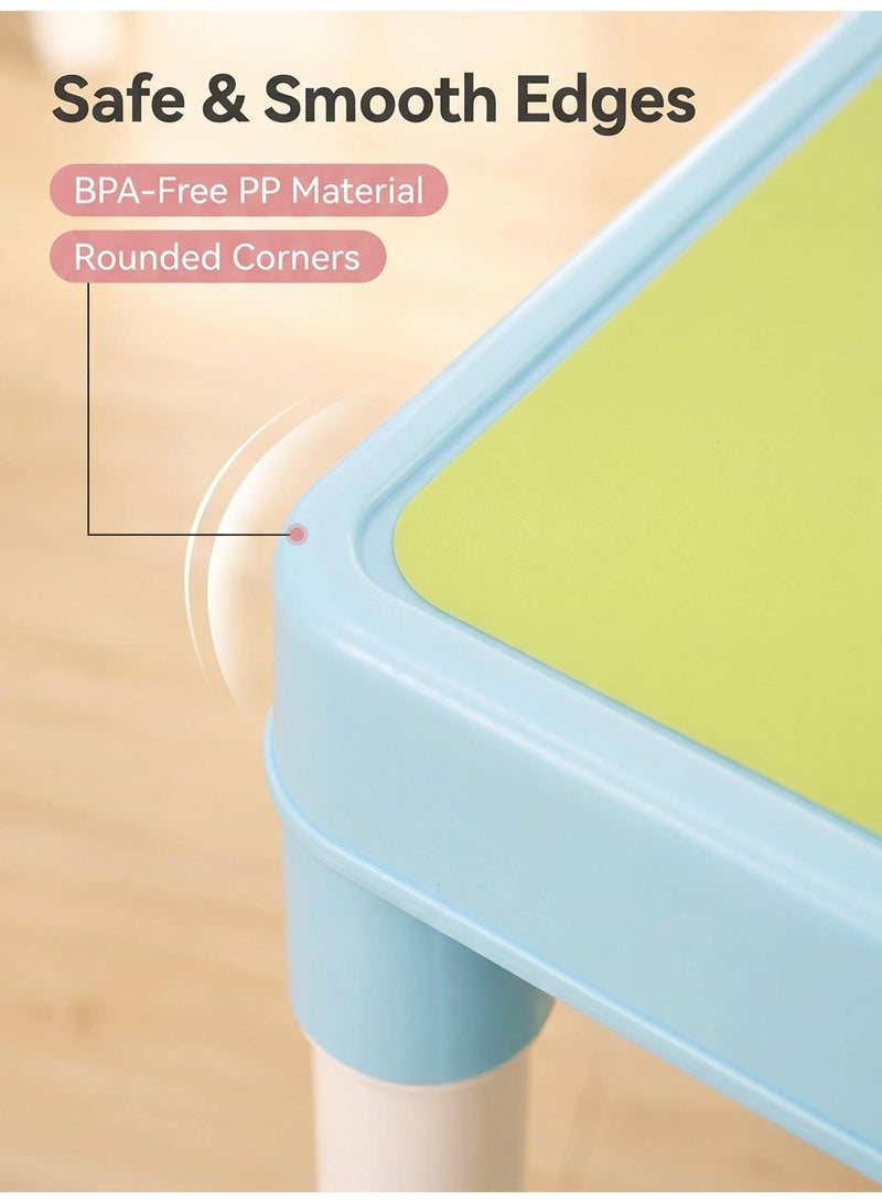 MIGA Adjustable table and chair set for children, ABC letter printed children's activity table, non-toxic plastic drawing, reading, dining, and game table, anti slip and stable learning furniture, 2-8 year old men's and women's Eid al Fitr gifts with two chairs and one table - Image 5