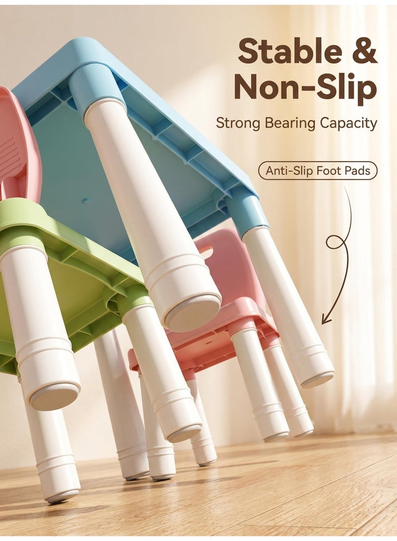 MIGA Adjustable table and chair set for children, ABC letter printed children's activity table, non-toxic plastic drawing, reading, dining, and game table, anti slip and stable learning furniture, 2-8 year old men's and women's Eid al Fitr gifts with two chairs and one table - Image 4
