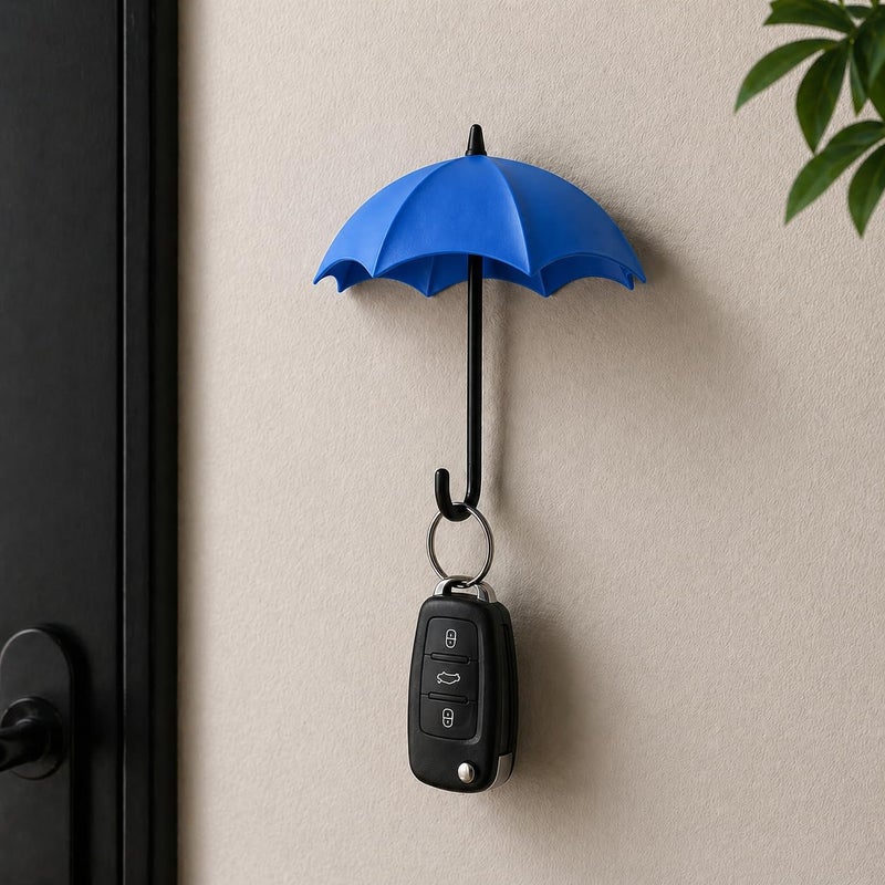 Umbrella Design Wall Mounted Key Holder Rack, 5 Hooks, Decorative Key Organiser for Entryway, Home, Office & Door - Image 3
