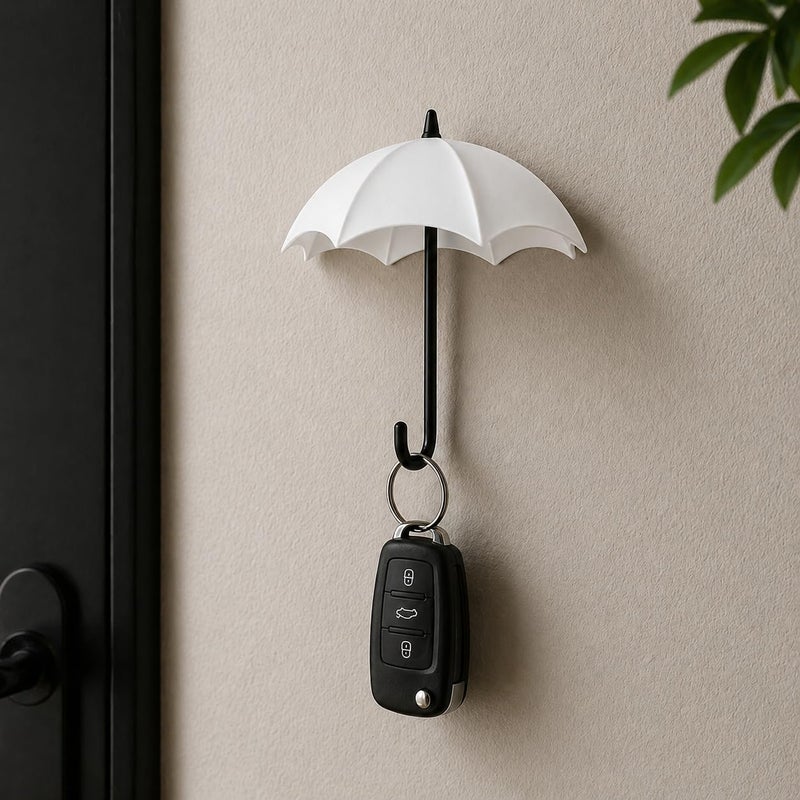 Umbrella Design Wall Mounted Key Holder Rack, 5 Hooks, Decorative Key Organiser for Entryway, Home, Office & Door - Image 5
