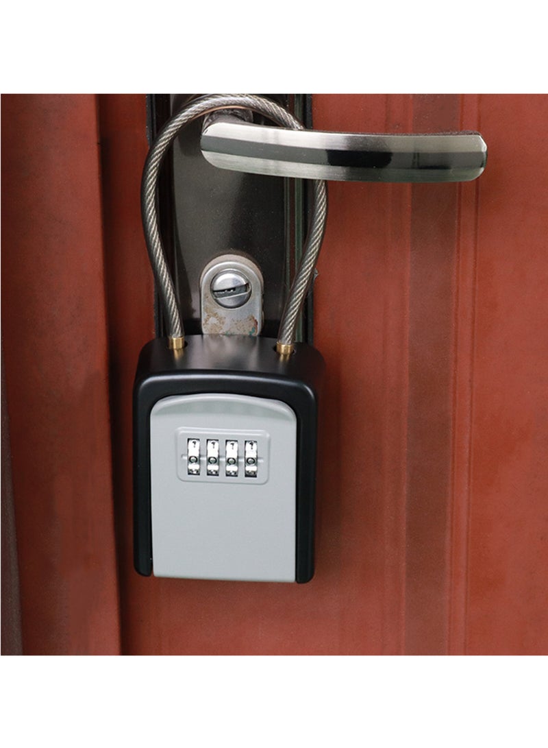 Key Lock Box Portable with Removable Cable Shackle, Indoor Outdoor Waterproof 4 Digit Password Combination with Resettable Code with A B Switch Key Lockbox for Outside Hold Spare Keys for Realtors - Image 4