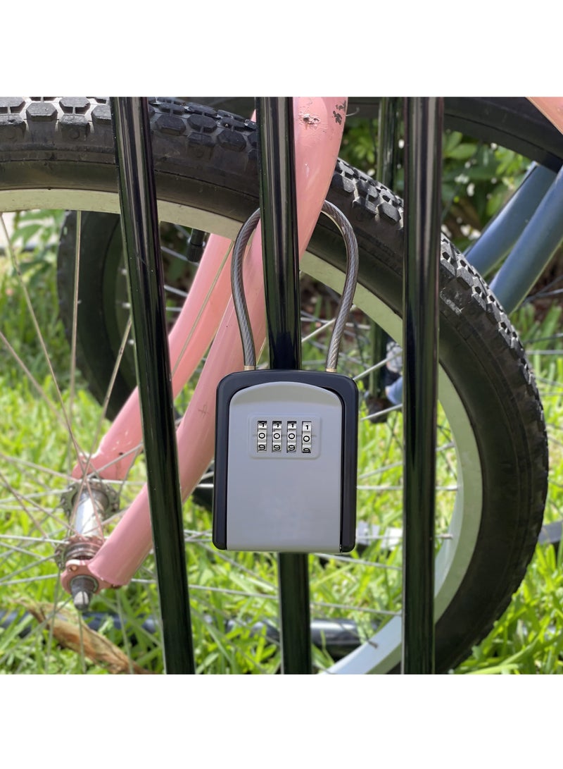 Key Lock Box Portable with Removable Cable Shackle, Indoor Outdoor Waterproof 4 Digit Password Combination with Resettable Code with A B Switch Key Lockbox for Outside Hold Spare Keys for Realtors - Image 3