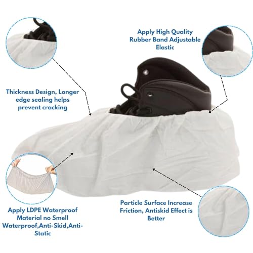 C-Cure® Disposable Shoe Cover for Rain | Waterproof Shoes Cover for Rain | Universal Size Boot & Shoes Covers | Shoe Rain Cover Waterproof | Unisex (White, Pack of 200pcs) - Image 2