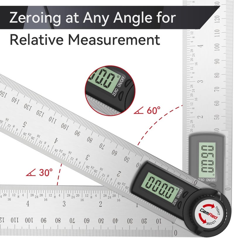 GemRed 82305 Digital Angle Finder Protractor (Stainless steel 300mm) - Image 5