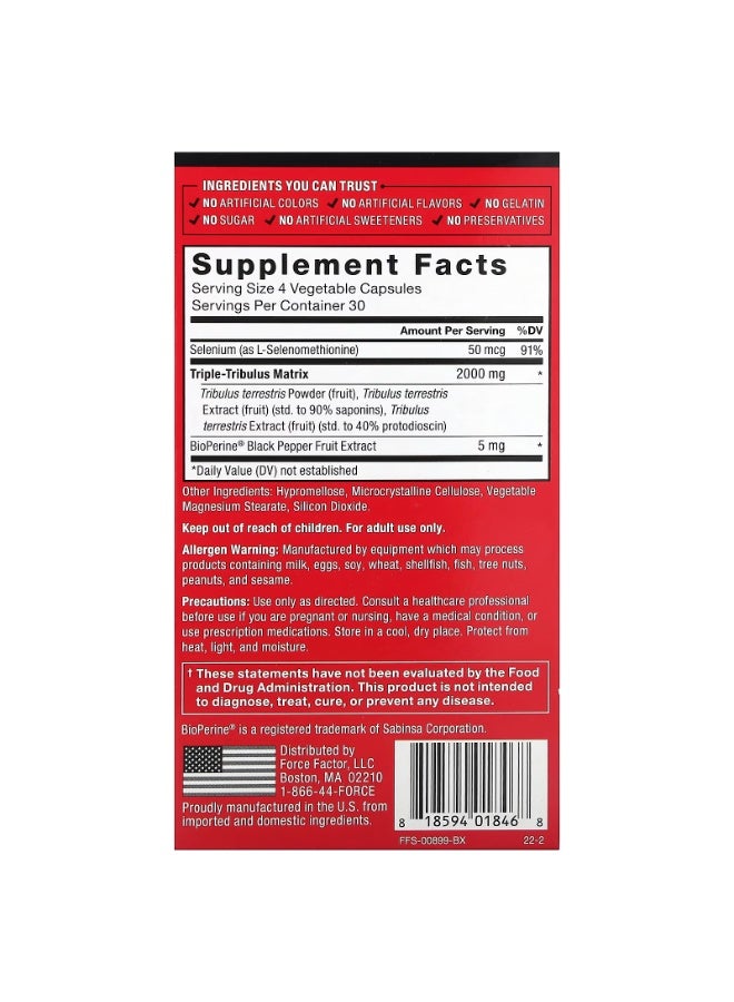 Force Factor Fundamentals Tribulus Terrestris Max 120 Vegetable Capsules - Image 2