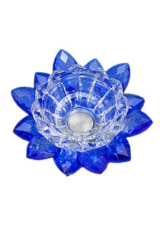 Generic Blue Shade Crystal Incense Burner, Crystal Lotus Flower Incense Stick Holder, Crystal Blue Lotus Flower Bakhoor Burner with Golden Tray for Ash, Home Fragrance, Decorative Crystal Ornament - Blue  - Image 3