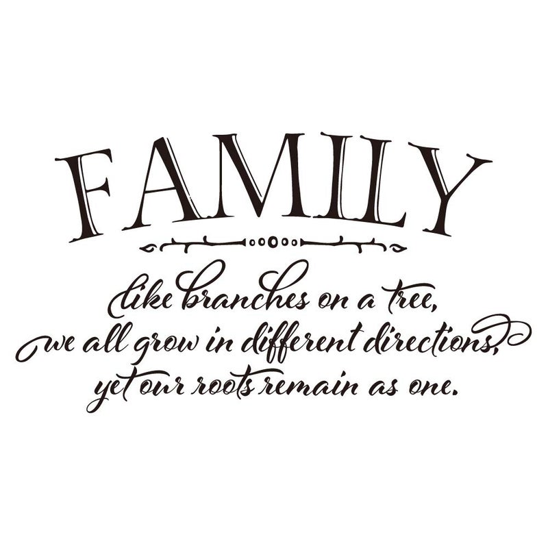 Family Like Branches on a Tree we All Grow in Different Directions Yet Our Roots Remain as one  Pure Black Vinyl Wall Decals Quotes Handwriting Seperated Art Letters Wall Sayings Home Dcor