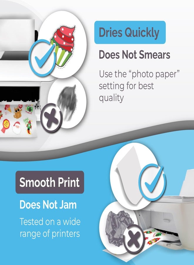 AgoDeo Premium Printable Vinyl Sticker Paper for Inkjet & Laser Printer - 32 Sheets Self-Adhesive Sheets Glossy White Waterproof, Dries Quickly Vivid Colors, Holds Ink well- Tear Resistant (Glossy) - Image 5