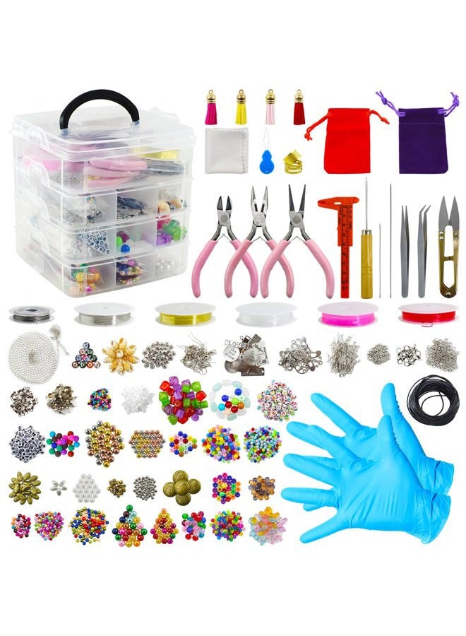 Renashed 4 Layer Jewelry Making Supplies Kit with Jewelry Making Tools, Jewelry Charms and Wire, Findings and Assorted Beads for DIY Bracelet, Necklace, Earrings Making or Repairing - Image 1