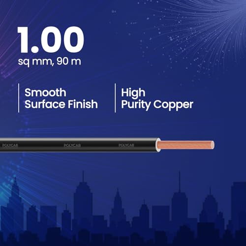 Polycab Suprema 1 sqmm Electron beam technology housewire|105C heat withstand capacity| No melt-No drip PVC insulation| 60 years product life|85% higher current carrying capacity|90M coil【Black】 - Image 2