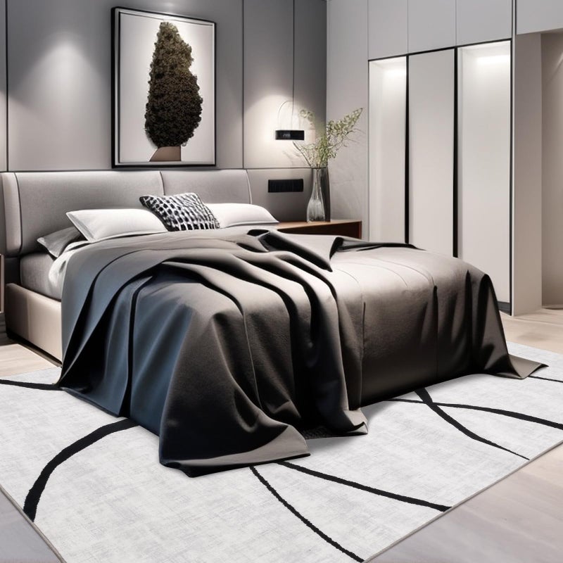 YIHOUSE 5x7 Washable Living Room Rug - Modern Abstract Black and White Area Rug Non-Slip for Bedroom Home Office (Curve, 5'x7'ft) - Image 5