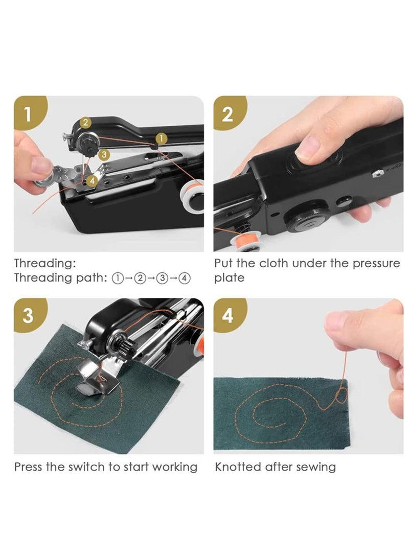 SYOSI - Handheld Sewing Machine, Hand Held Device Tool Mini Portable Cordless Essentials for Home Quick Repairing and Stitch Handicrafts Easy to Operate Beginners - Image 1