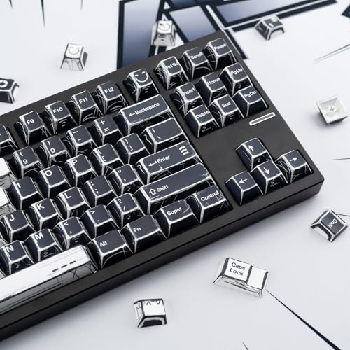 GEKUCAP Black and White Manga Theme Keycaps 136 Keys, Dye-Sublimation PBT Custom Keycap Set, Cherry Profile Keyboard Keycaps for 60% 65% 70% 75% 100% Cherry Gateron MX Switches Mechanical Keyboard - Image 4