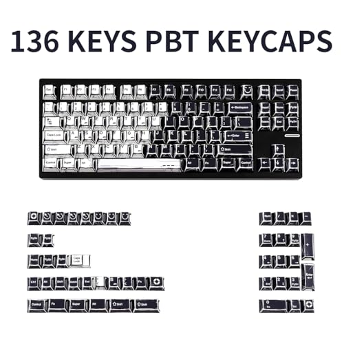 GEKUCAP Black and White Manga Theme Keycaps 136 Keys, Dye-Sublimation PBT Custom Keycap Set, Cherry Profile Keyboard Keycaps for 60% 65% 70% 75% 100% Cherry Gateron MX Switches Mechanical Keyboard - Image 2