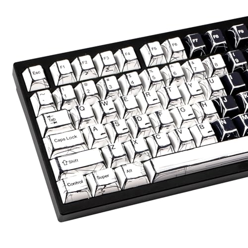 GEKUCAP Black and White Manga Theme Keycaps 136 Keys, Dye-Sublimation PBT Custom Keycap Set, Cherry Profile Keyboard Keycaps for 60% 65% 70% 75% 100% Cherry Gateron MX Switches Mechanical Keyboard - Image 1