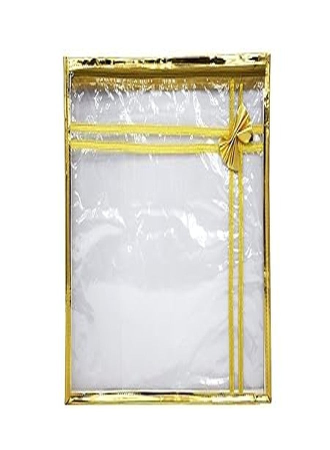 SENO Saree Storage Bag with Transparent Mesh Window, Gold Trim, Bow Design, 35.5 x 45.7 cm, Zip Closure-10 pcs - Image 2