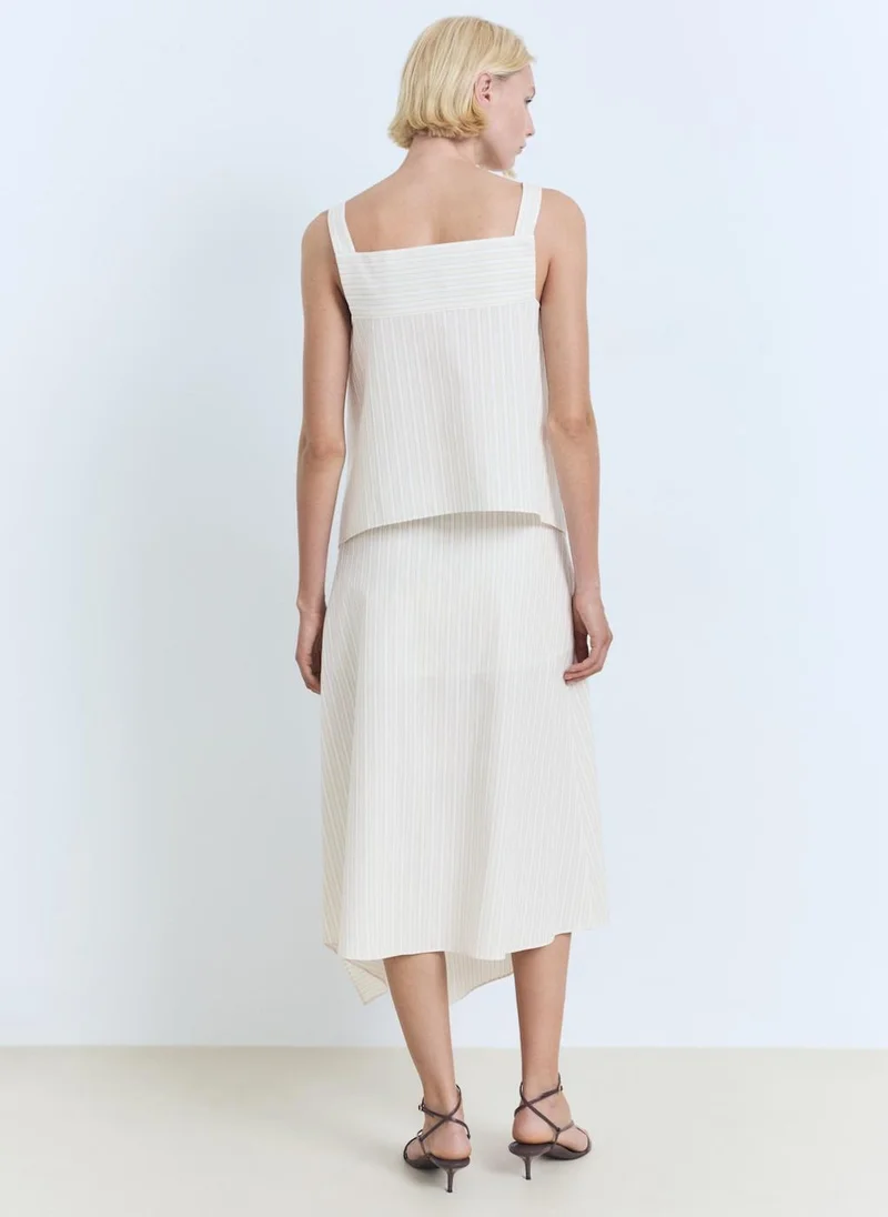 MANGO Striped Asymmetric Skirt