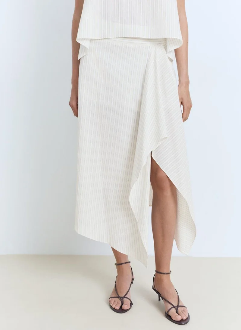 MANGO Striped Asymmetric Skirt
