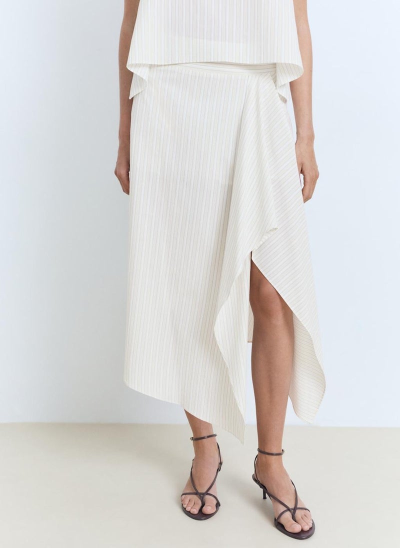 MANGO Striped Asymmetric Skirt  - Image 1