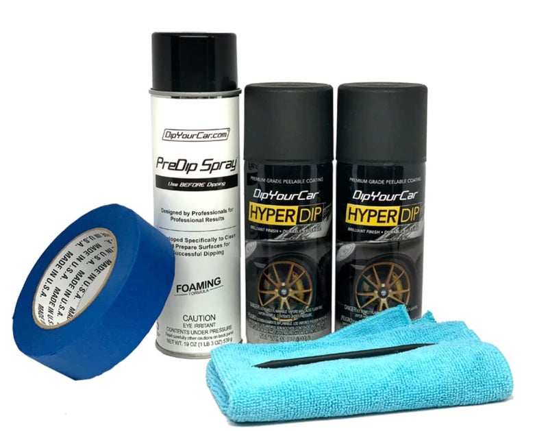 DipYourCar مجموعة طلاء السيارات القابلة للتقشير من DipYourCar HyperDip - مجموعة DIY مع علب من طلاء الرش للسيارات، مجموعة حماية الطلاء القابلة للإزالة ولون لشعارات السيارات، طلاء السيارات باللون البرونزي الذهبي - Image 1